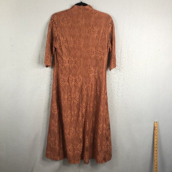 Rust Lace Dress Womens 3XL Sheer Flowy Boho Artsy Dressy Midi Event - Picture 4 of 16